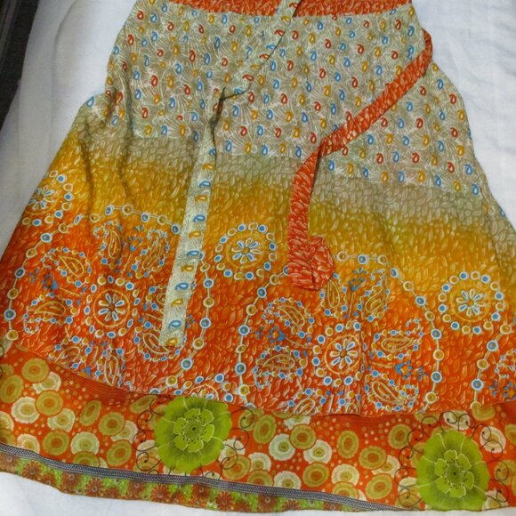 KARIZA ONE SIZE FITS ALL WRAP SKIRT BOHO GYPSY  L LINED - Picture 2 of 4